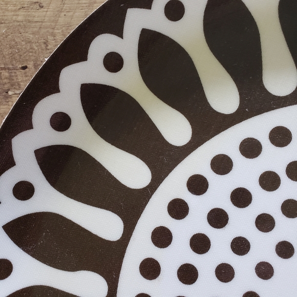 RARE Simrin Surya Cotton Vinyl 14" Serving Tray Brown White MCM - Picture 2 of 6